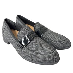 Clarks Trish Rose Penny Loafer Herringbone Black Gray Womens Shoe Size 10  Vegan